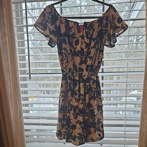 Chelsea & Violet Black And Cream Floral Mini Dress